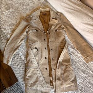 Vintage Natural Suede Long Coat